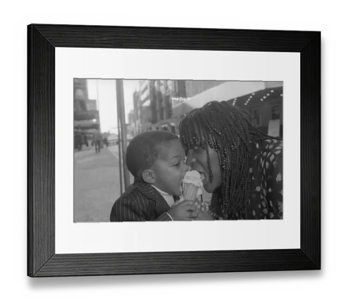 Framed Print : Sheila Ellis and Son Sharing Ice Cream Cone Framed Print : Sheila Ellis and Son Sharing Ice Cream Cone