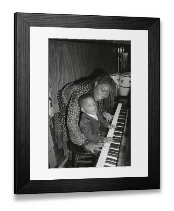 Framed Print : Sheila Ellis with Son Playing Piano and Singing Framed Print : Sheila Ellis with Son Playing Piano and Singing