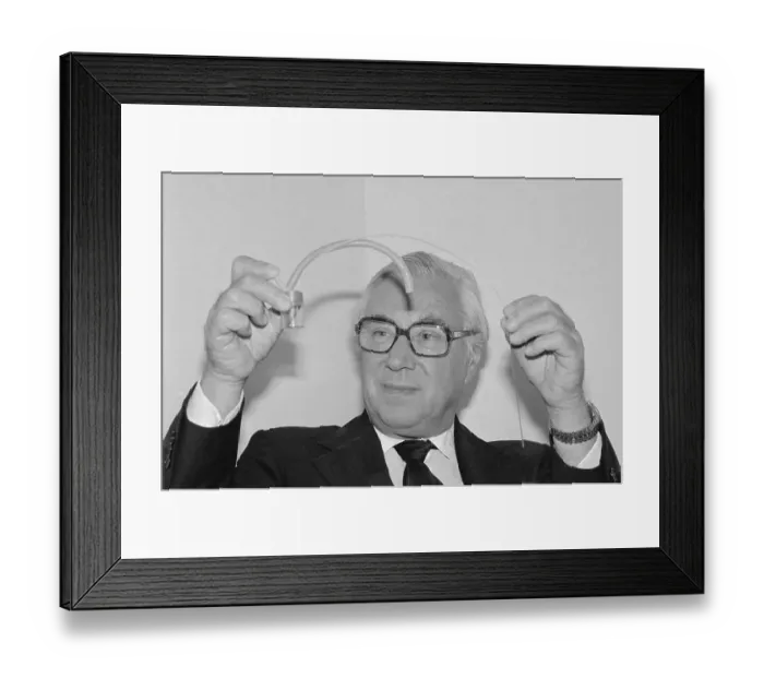 Framed Print : Doctor Patrick Steptoe Holding Fertilization Device Framed Print : Doctor Patrick Steptoe Holding Fertilization Device