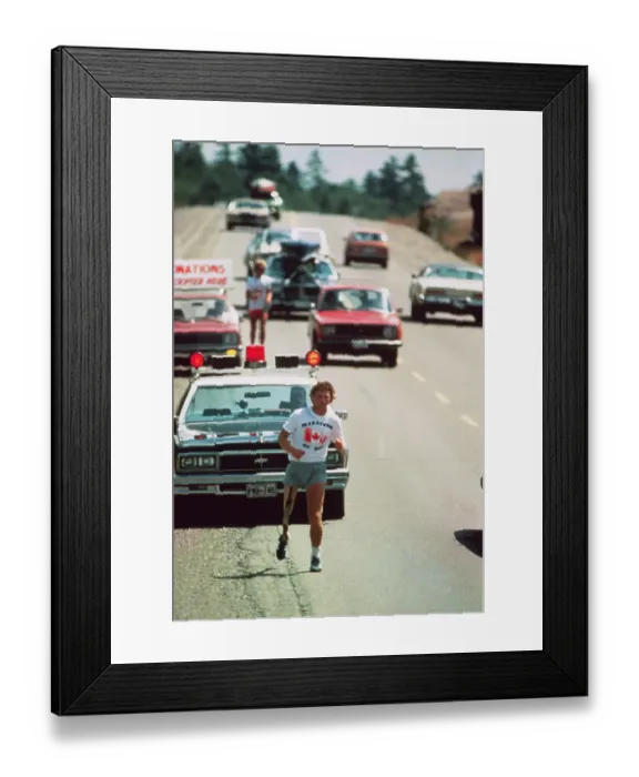Framed Print : Cancer Victim Terry Fox Running on the Highway Framed Print : Cancer Victim Terry Fox Running on the Highway