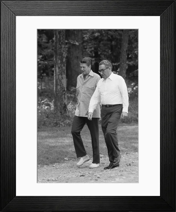 Framed Print : Ronald Reagan and Henry Kissinger Walking on Grounds Framed Print : Ronald Reagan and Henry Kissinger Walking on Grounds