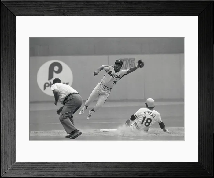 Framed Print : Joe Morgan Jumping to Field a Throw Framed Print : Joe Morgan Jumping to Field a Throw