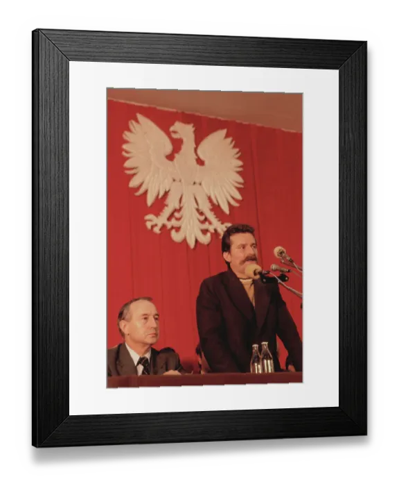 Framed Print : Lech Walesa and Mieczyslaw Jagielski