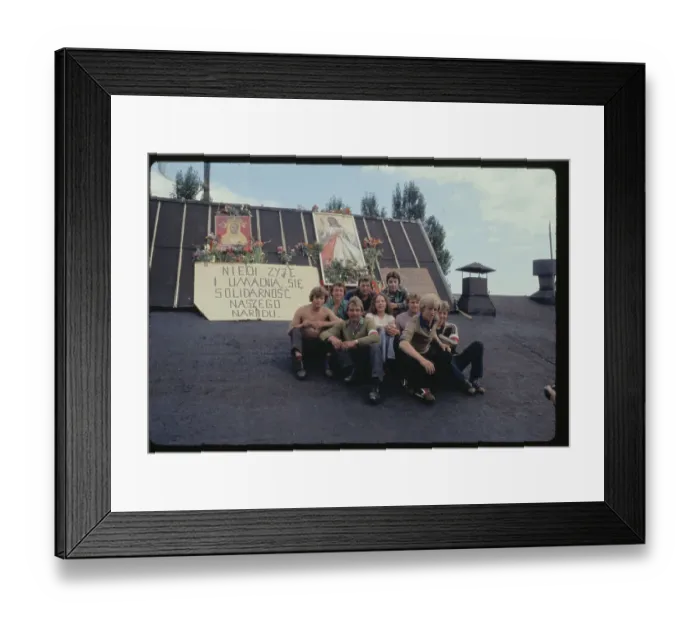Framed Print : Striking Workers Sitting on Roof Framed Print : Striking Workers Sitting on Roof