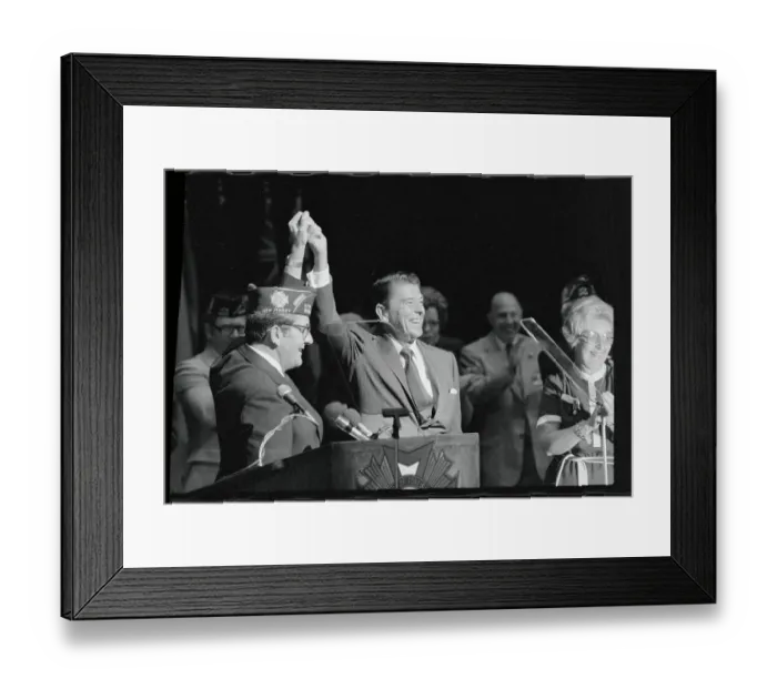 Framed Print : Ronald Reagan with Arm Raised Framed Print : Ronald Reagan with Arm Raised