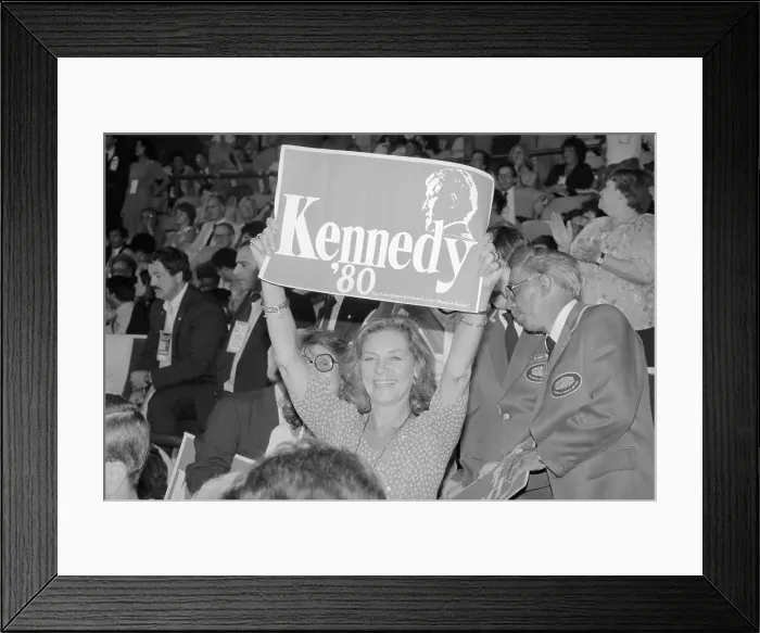 Framed Print : Lauren Bacall Holding Up Kennedy Sign During Democratic National Convention 1980 Framed Print : Lauren Bacall Holding Up Kennedy Sign During Democratic National Convention 1980