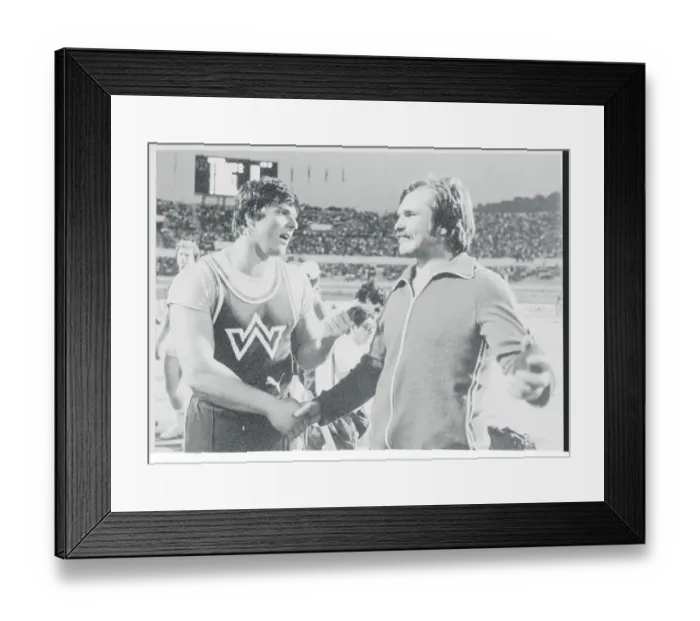 Framed Print : Karl Hans Riehm Shaking Hands with Yuri Sedykh Framed Print : Karl Hans Riehm Shaking Hands with Yuri Sedykh