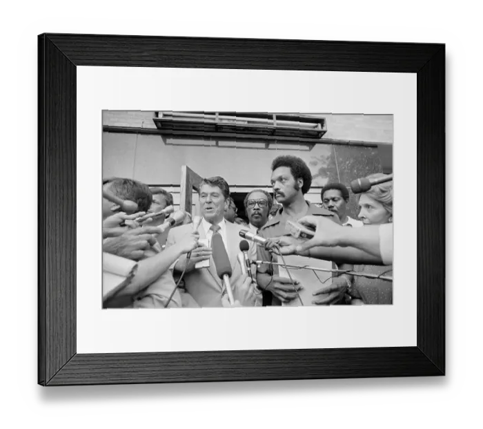 Framed Print : Ronald Reagan Talking to Media Framed Print : Ronald Reagan Talking to Media