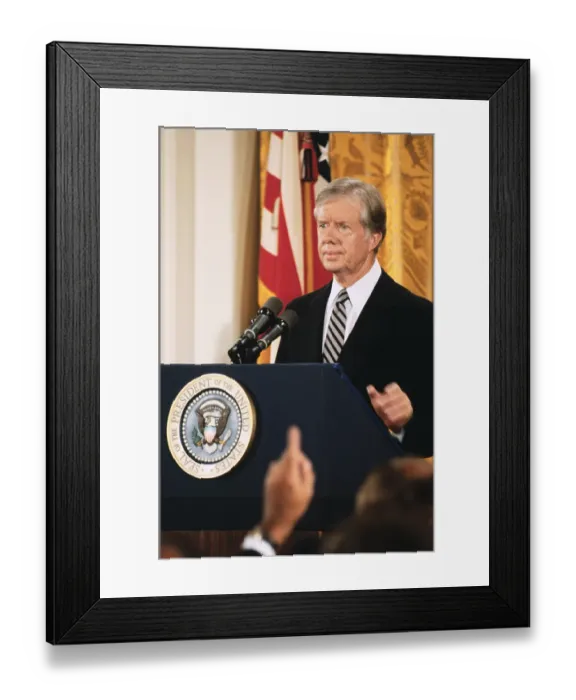 Framed Print : Jimmy Carter Addressing Reporters Framed Print : Jimmy Carter Addressing Reporters