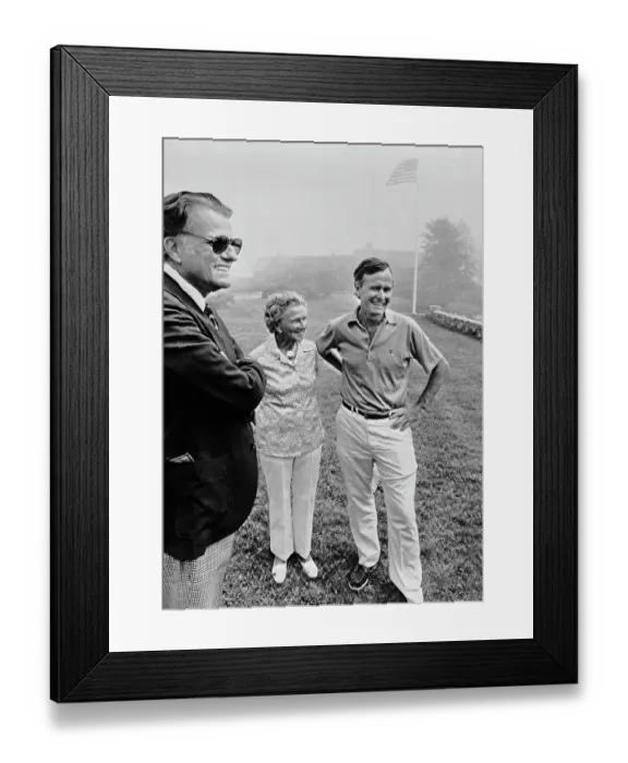 Framed Print : Evangelist Billy Graham, Dorothy Walker Bush, and George Bush Framed Print : Evangelist Billy Graham, Dorothy Walker Bush, and George Bush