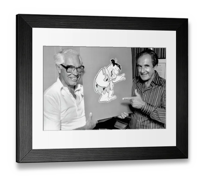 Framed Print : William Hanna And Joseph Barbera With Fred Flintstone Figure Framed Print : William Hanna And Joseph Barbera With Fred Flintstone Figure