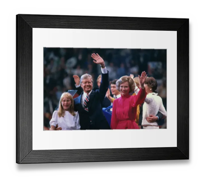 Framed Print : Jimmy Carter and Family Waving to Supporters Framed Print : Jimmy Carter and Family Waving to Supporters