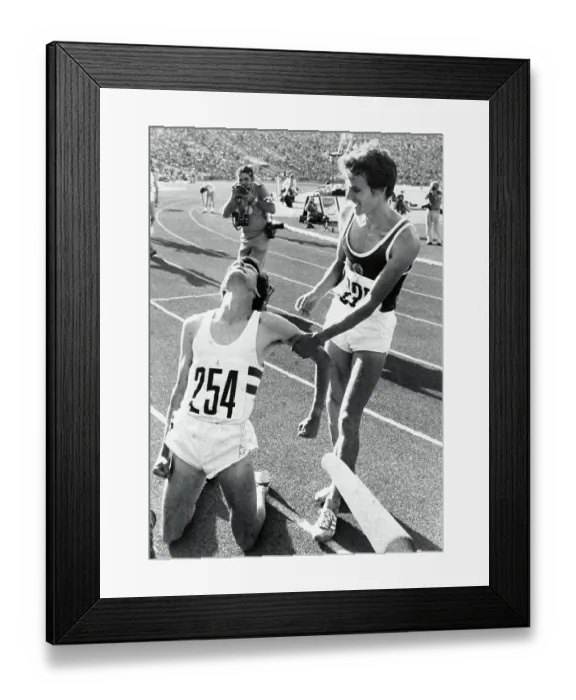 Framed Print : Sebastian Coe Falling to One Knee
