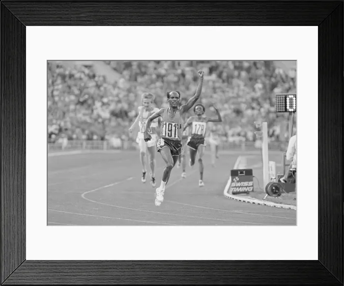 Framed Print : Winner Of 10, 000 Meter Raises Hand Framed Print : Winner Of 10, 000 Meter Raises Hand