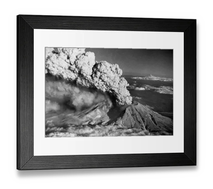 Framed Print : Mount St. Helens Eruption and Mount Hood
