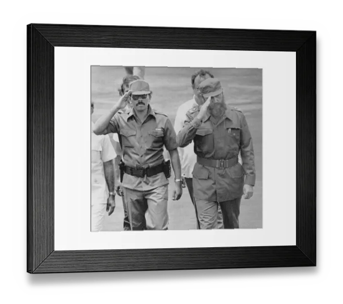 Framed Print : Fidel Castro Saluting With Daniel Ortega Framed Print : Fidel Castro Saluting With Daniel Ortega