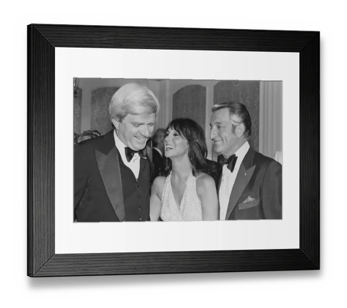 Framed Print : Marlo and Danny Thomas Posing with Phil Donahue