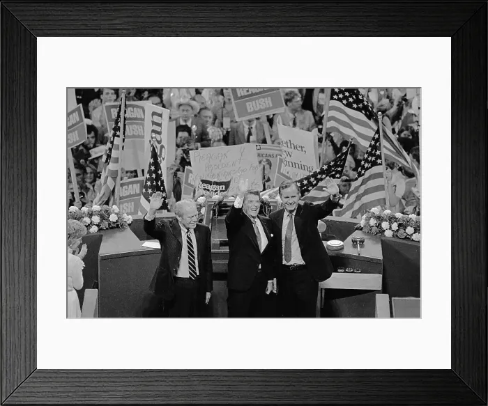 Framed Print : Former President and Presidential Hopefuls Waving to Crowd Framed Print : Former President and Presidential Hopefuls Waving to Crowd
