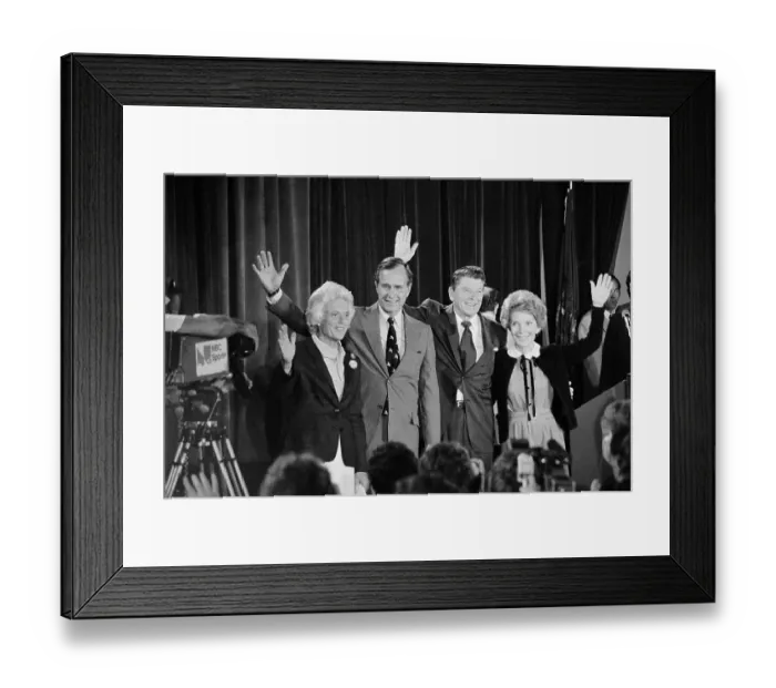 Framed Print : Reagan, Bush and Wives Waving Framed Print : Reagan, Bush and Wives Waving