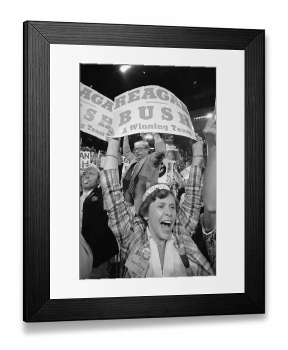 Framed Print : Reagan-Bush Supporter at Convention