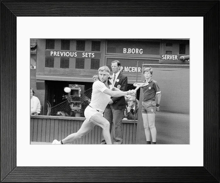 Framed Print : Bjorn Borg Playing at Wimbledon