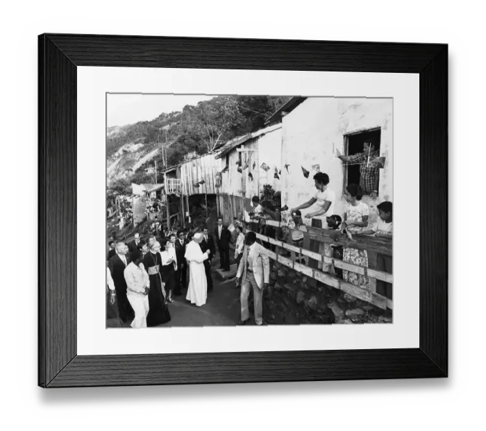 Framed Print : Pope John Paul II in a Brazilian Favela Framed Print : Pope John Paul II in a Brazilian Favela