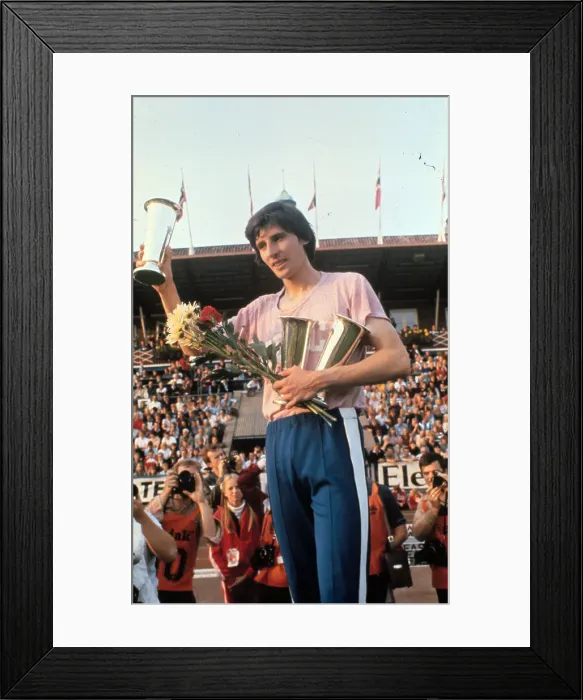 Framed Print : Sebastian Coe Raising Trophy Framed Print : Sebastian Coe Raising Trophy