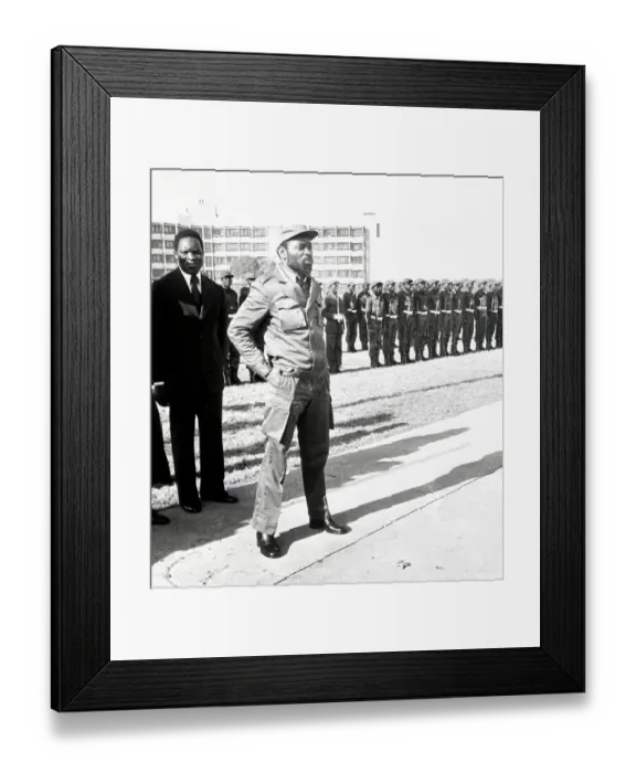 Framed Print : Samora Machel Stands Before Military Framed Print : Samora Machel Stands Before Military
