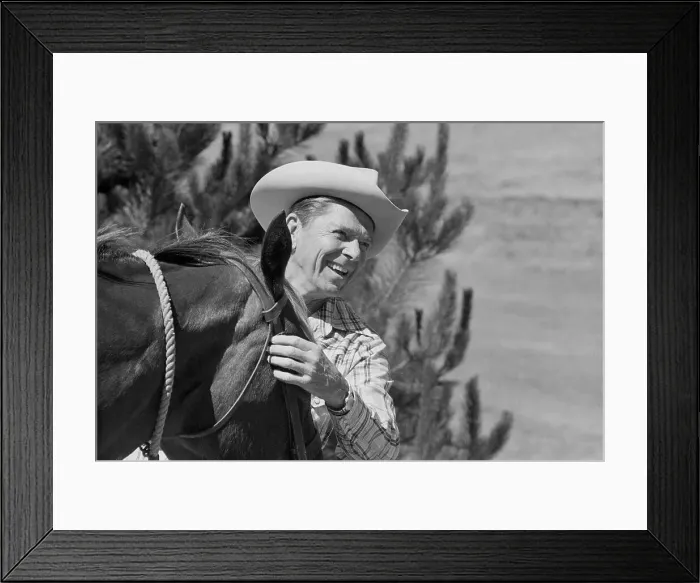 Framed Print : Ronald Reagan With Cowboy Hat And Horse Framed Print : Ronald Reagan With Cowboy Hat And Horse