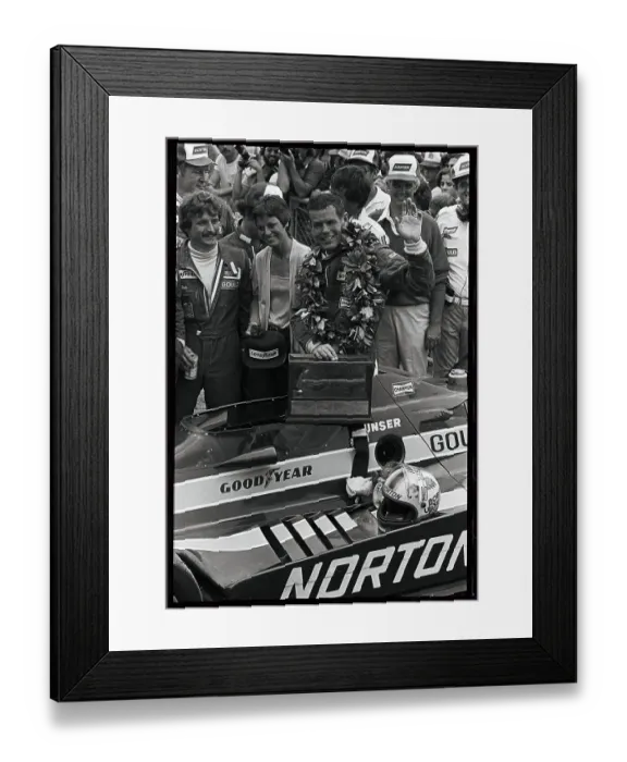 Framed Print : Race Winner Bobby Unser Waving Framed Print : Race Winner Bobby Unser Waving