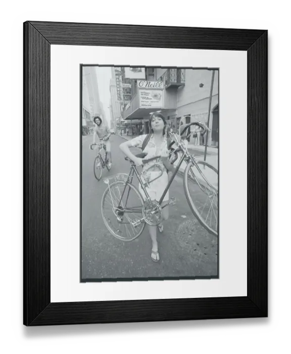 Framed Print : Tony Award Winner Dinah Manoff Carrying Her Bicycle Framed Print : Tony Award Winner Dinah Manoff Carrying Her Bicycle