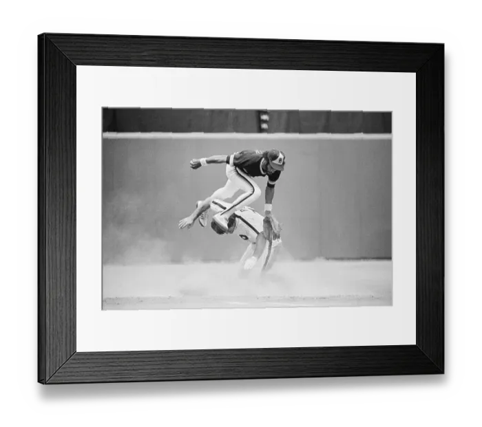 Framed Print : Ozzie Smith Jumping over Pete Rose Framed Print : Ozzie Smith Jumping over Pete Rose