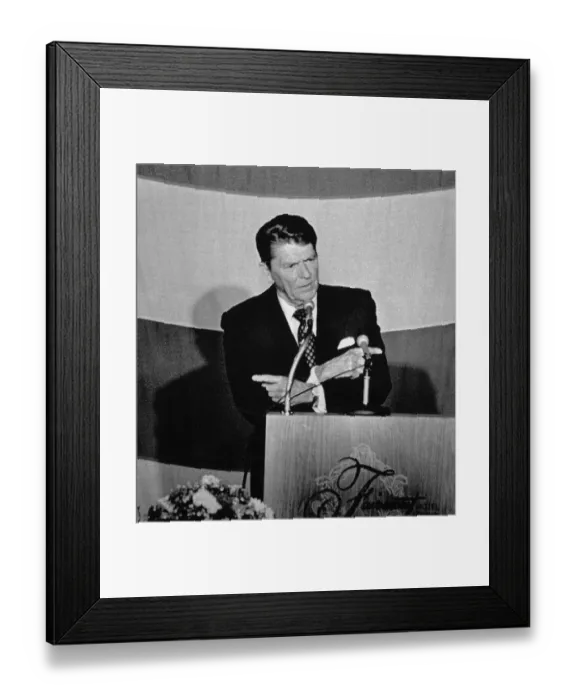 Framed Print : Ronald Reagan Gesturing at Podium