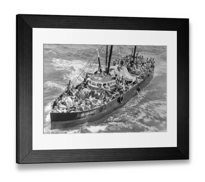 Framed Print : Cuban Refugee Boat Sailing for America Framed Print : Cuban Refugee Boat Sailing for America