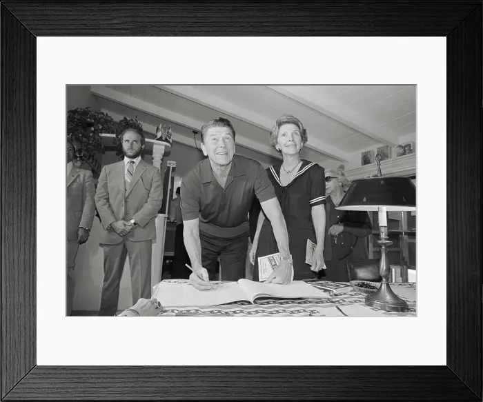 Framed Print : Ronald Reagan Signing In Framed Print : Ronald Reagan Signing In