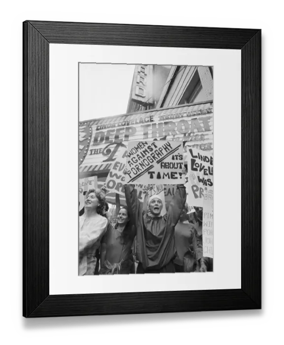 Framed Print : Demonstrators Protesting Deep Throat Film Framed Print : Demonstrators Protesting Deep Throat Film