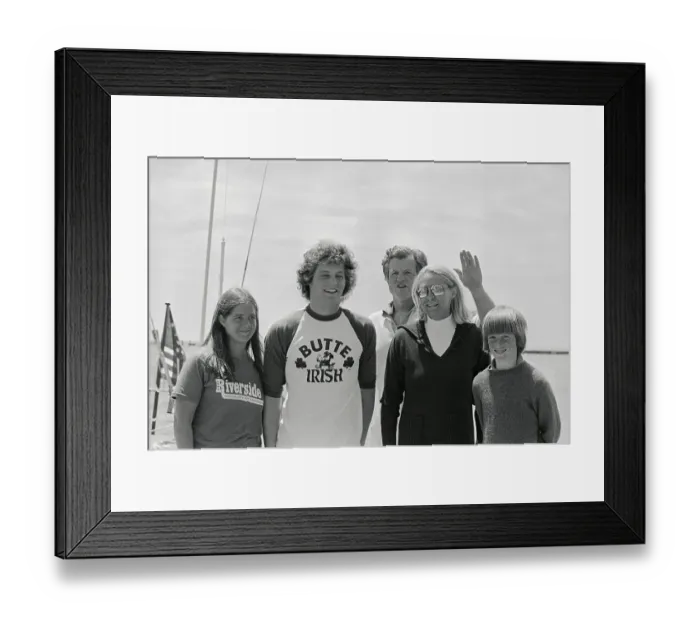 Framed Print : Ted Kennedy Waving Before Sailing with His Family Members Framed Print : Ted Kennedy Waving Before Sailing with His Family Members