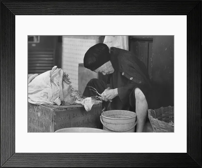 Framed Print : Elderly Woman Working in the Street Framed Print : Elderly Woman Working in the Street