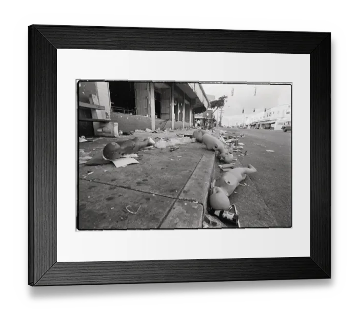 Framed Print : Broken Mannequins Lay In The Street