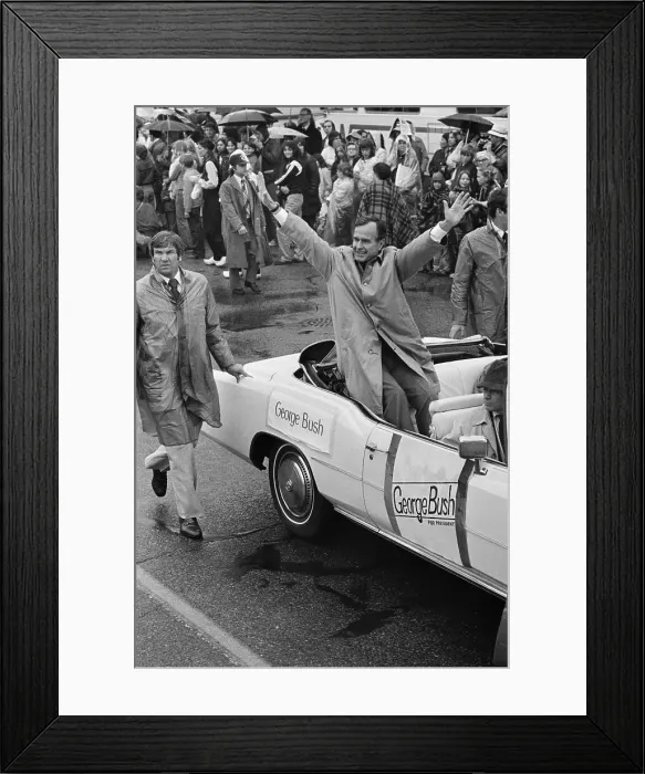 Framed Print : George Bush Waving with Both Hands Framed Print : George Bush Waving with Both Hands