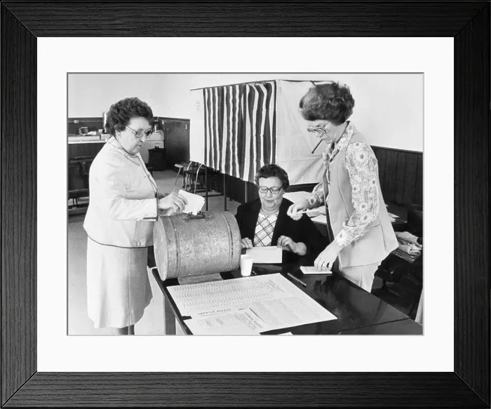 Framed Print : Voting With Paper Ballots Framed Print : Voting With Paper Ballots