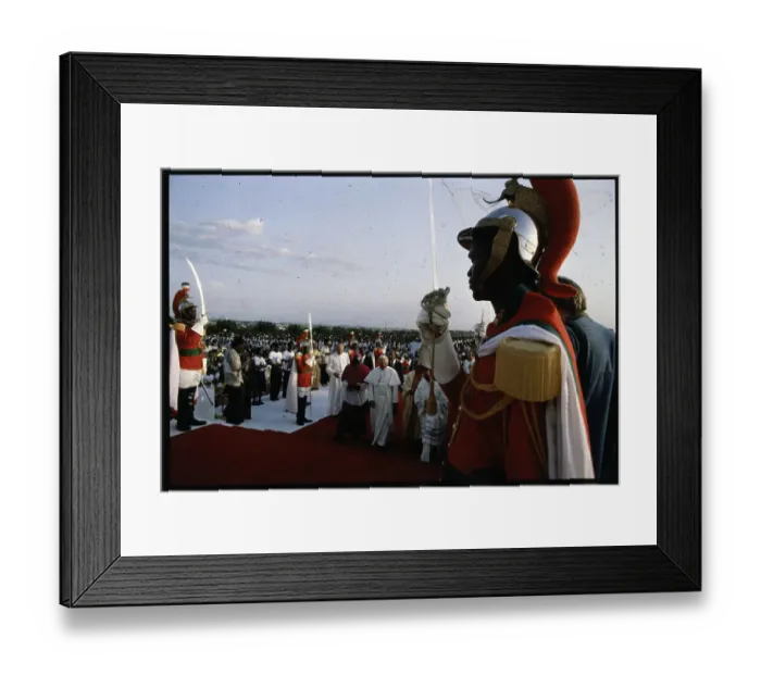 Framed Print : Pope John Paul II Walking with Uniformed Guards Framed Print : Pope John Paul II Walking with Uniformed Guards