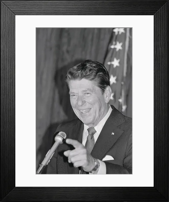 Framed Print : Ronald Reagan Pointing and Smiling