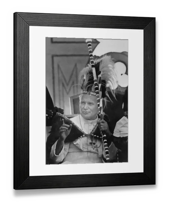 Framed Print : Pope John Paul II Wearing Native Dress of Masai Tribe Framed Print : Pope John Paul II Wearing Native Dress of Masai Tribe