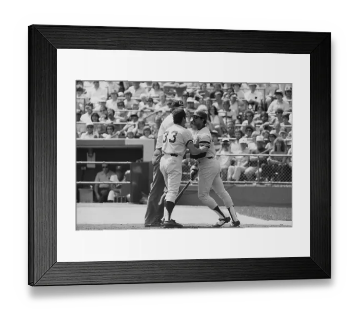 Framed Print : Reggie Jackson Being Restrained During Game Framed Print : Reggie Jackson Being Restrained During Game