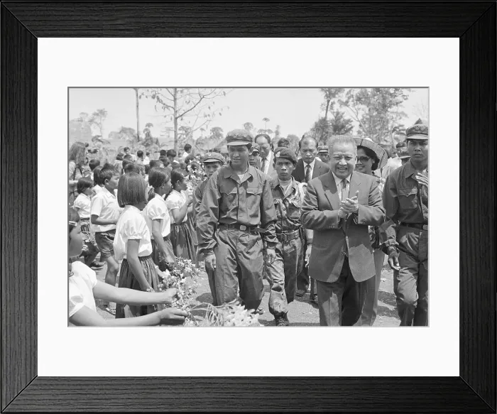 Framed Print : Prince Sihanouk with Khmer Rough