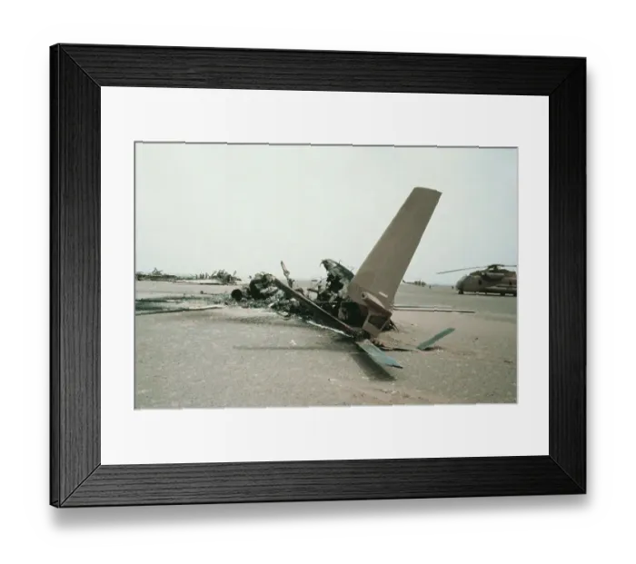 Framed Print : Helicopter on Military Crash Site Framed Print : Helicopter on Military Crash Site