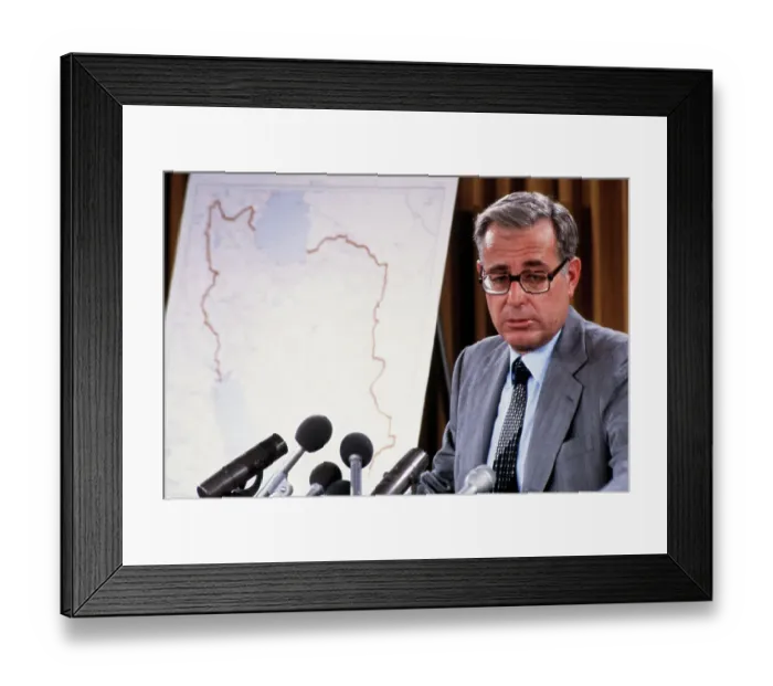 Framed Print : Harold Brown Talking to the Press Framed Print : Harold Brown Talking to the Press
