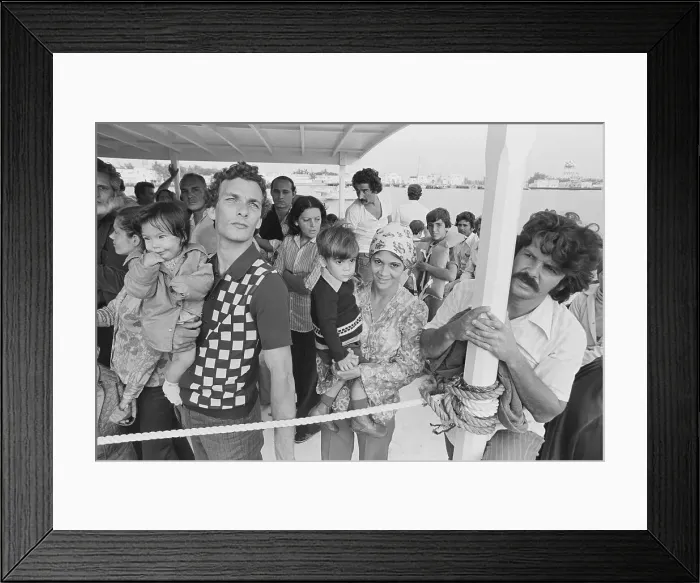 Framed Print : Cuban Refugees Waiting in Line