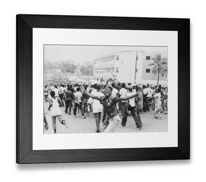 Framed Print : Liberians Running Through Street Framed Print : Liberians Running Through Street